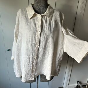 H&M Off-White Linen Button-Down Shirt approx size: Large